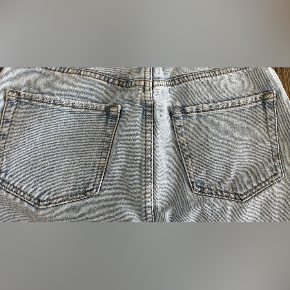 PacSun High Rise Straight Jeans Womens 25 Button Fly Distressed Lt Blue Denim - Picture 13 of 13